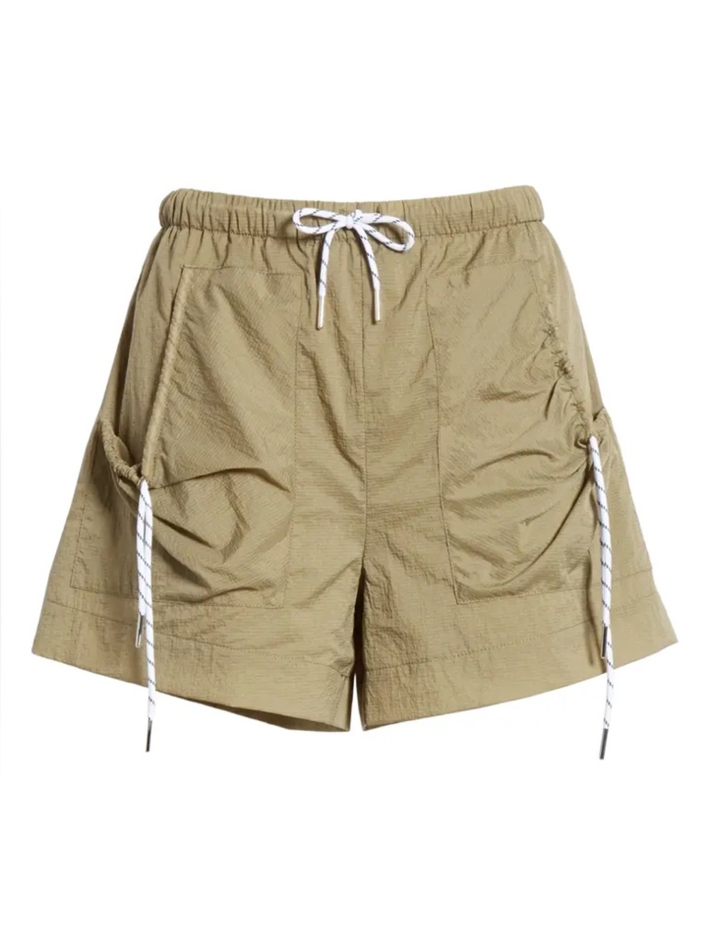Ganni olive green rip stop shorts